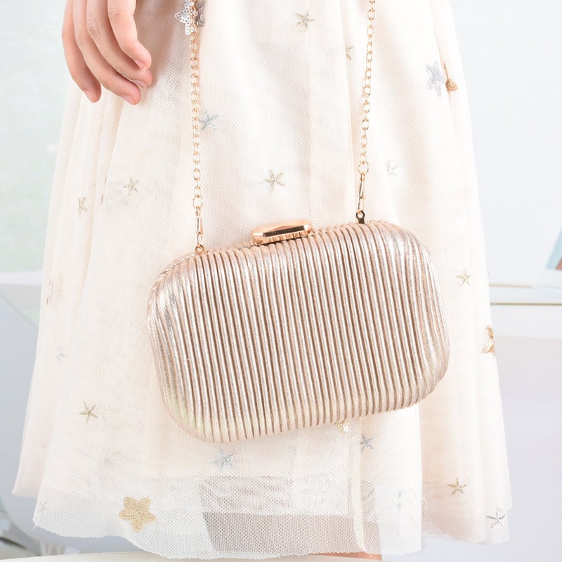 New Evening Bags Chain Crossbody Bags Striped Pu Party Clutch Bags Handmade Bridal Evening Bags - Image 4