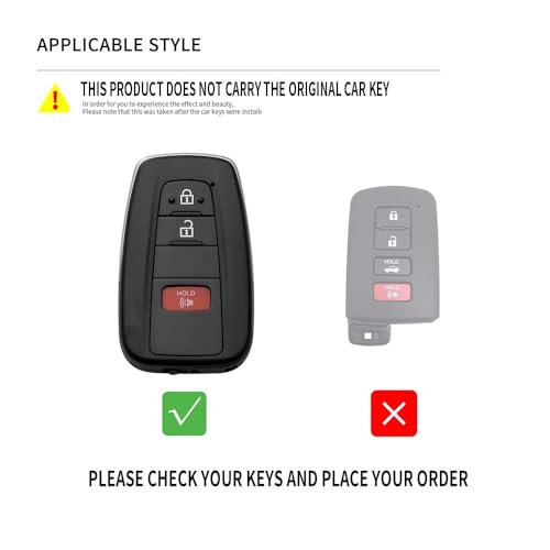 Ysbxitu 3 Buttons Smart Key Fob Cover with Keychain Fit for Toyota Remote Key Shell Case Compatible with Toyota Camry RAV4 Highlander Avalon CHR Prius Corolla GT86 4Runner Prado Key SleeveA Black - Image 3
