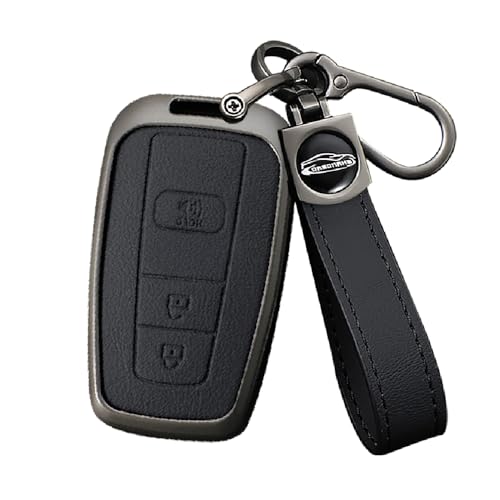 Ysbxitu 3 Buttons Smart Key Fob Cover with Keychain Fit for Toyota Remote Key Shell Case Compatible with Toyota Camry RAV4 Highlander Avalon CHR Prius Corolla GT86 4Runner Prado Key SleeveA Black - Image 1
