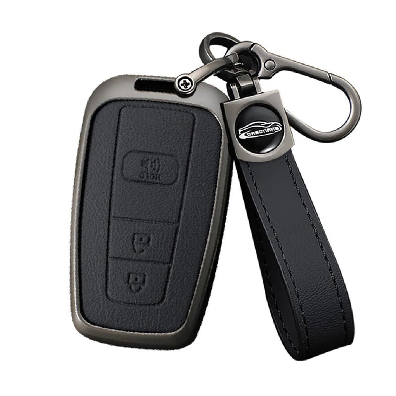 Ysbxitu 3 Buttons Smart Key Fob Cover with Keychain Fit for Toyota Remote Key Shell Case Compatible with Toyota Camry RAV4 Highlander Avalon CHR Prius Corolla GT86 4Runner Prado Key SleeveA Black - Image 2