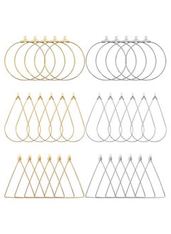 Oubaka 96Pcs Beading Earrings Hoop For Jewelry Making Round Beading Hoop Earrings Bulk Jewelry Making Supplies Jewelry Finding Triangle Teardrop Earring With Hoop For Diy Craft Earring Jewelry Making Earring  - Image 1