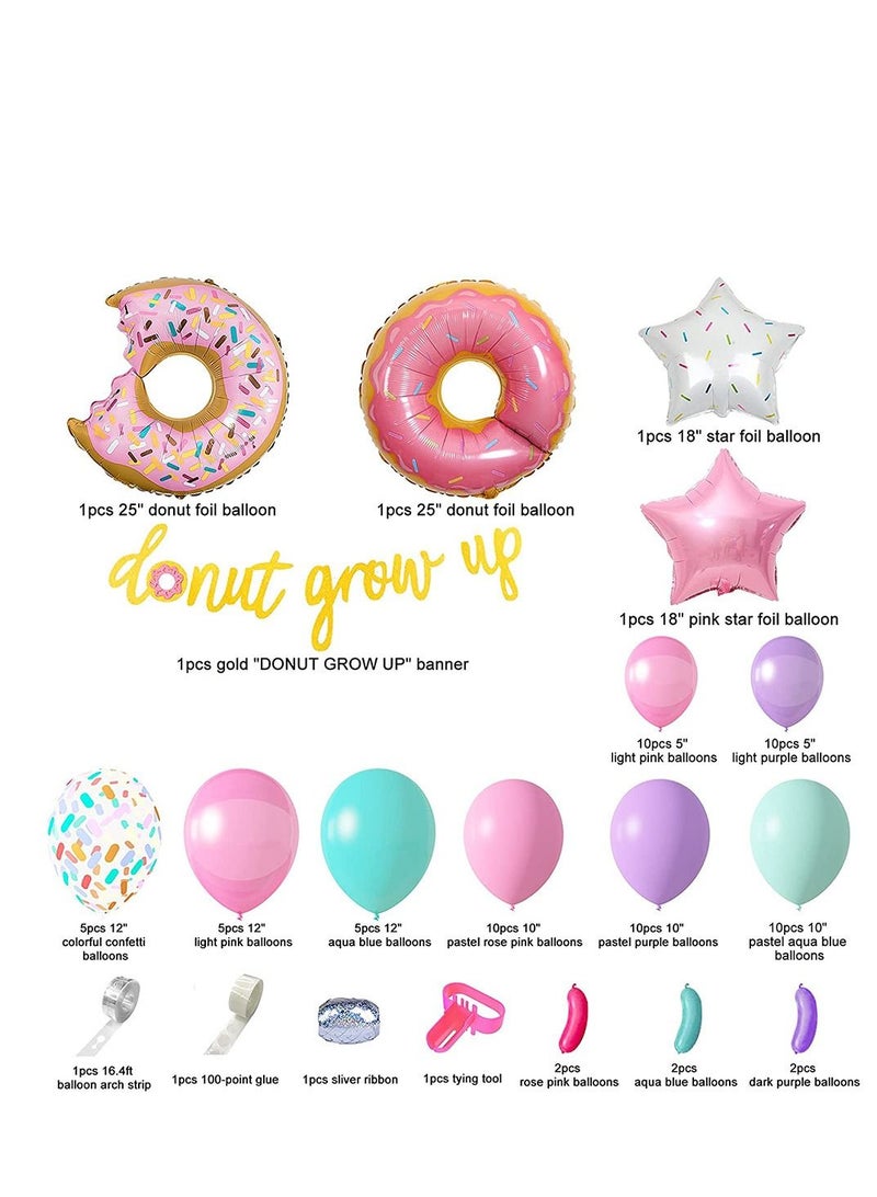 بايبي دونات بالون غارلاند باستيل مجموعة الديكور مع رش قصاصات من الورق على ظهر دونات قطع الأطفال حفلة عيد ميلاد بالون قوس صور الدعائم الأكثر شعبية المنتجات الإبداعية - Image 2