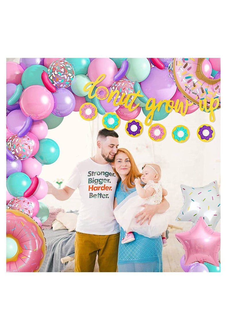 بايبي دونات بالون غارلاند باستيل مجموعة الديكور مع رش قصاصات من الورق على ظهر دونات قطع الأطفال حفلة عيد ميلاد بالون قوس صور الدعائم الأكثر شعبية المنتجات الإبداعية - Image 3