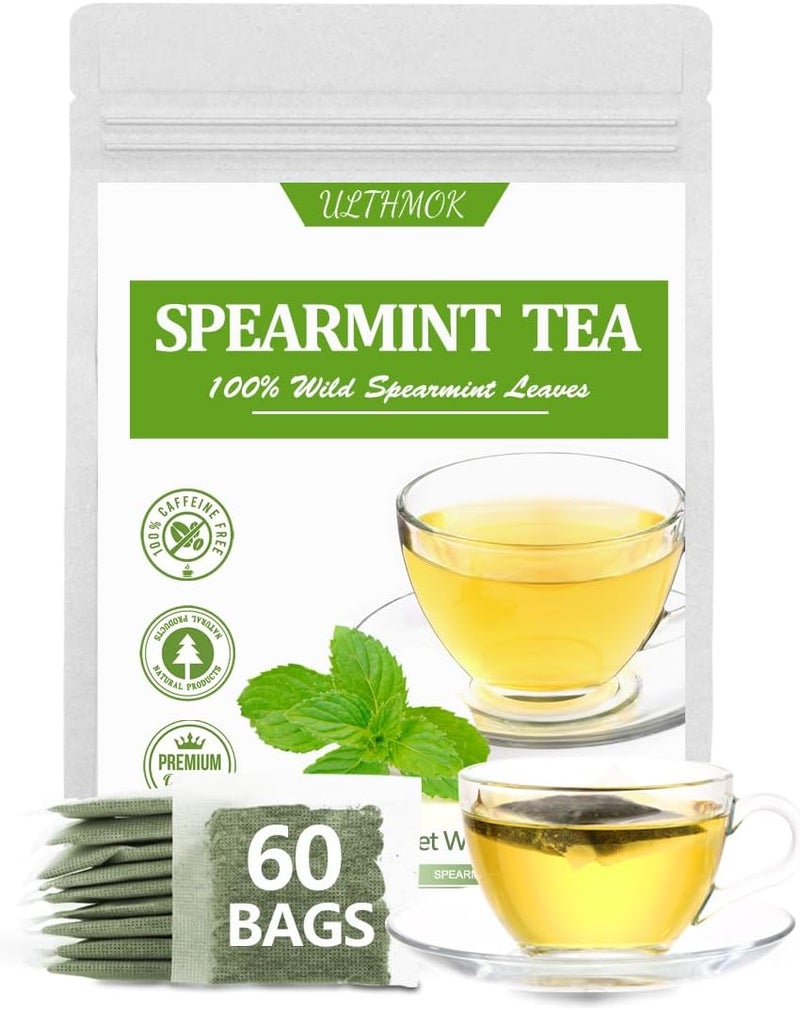 ULTHMOK Premium Spearmint Tea - 60 Bags of 100% Pure Natural Spearmint Leaves, Caffeine Free - Image 1