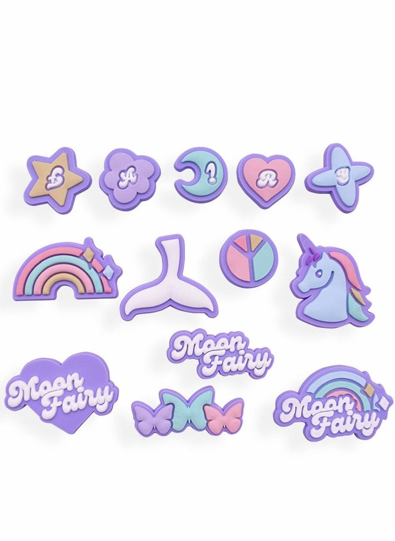 Shoe Charms Crocs Cartoon Unicorn Letter Croc Decoration for Crocs Shoes, PVC ​Charms Bracelet Wristband for Men Women Kids Girl Boy, Buckle Party Favors Birthday Gifts Nurse Charm 62 PCS - Image 2
