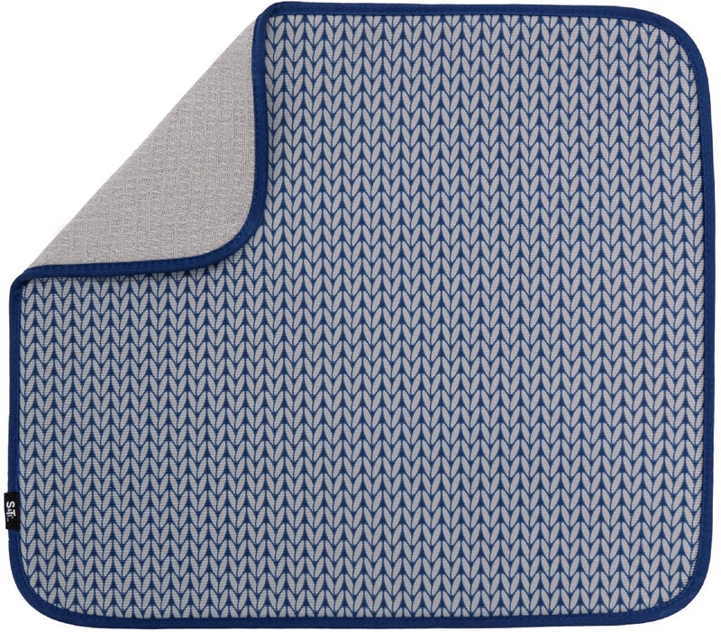 S&T INC. Dish Drying Mat, 16” x 18”, Absorbent Microfiber Kitchen Counter Mat, Dish Drying Pad for Dishes, Utensils, Pots and Pans, Large, Blue Stockinette - Image 1
