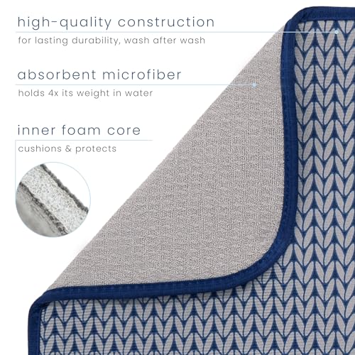 S&T INC. Dish Drying Mat, 16” x 18”, Absorbent Microfiber Kitchen Counter Mat, Dish Drying Pad for Dishes, Utensils, Pots and Pans, Large, Blue Stockinette - Image 3