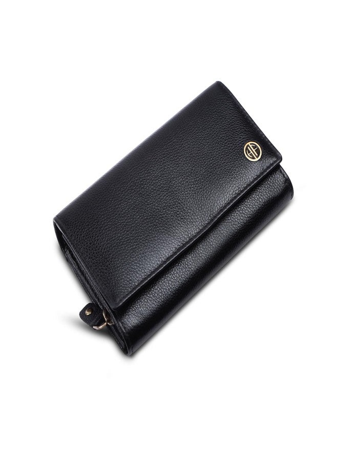 HAMMONDS FLYCATCHER Genuine Leather Wallet for Woman with 8 Card Slots - Clutch Purse for Women, Ladies Wallet for Women Stylish, Ladies Purse for Women Wallet, Purse for Woman - Nappa Black - Image 1
