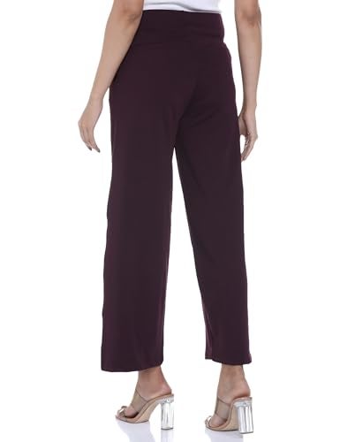 FYLTR Women's Classic Wide Leg Trousers with Side Button-up Design | Mid-Rise | Trouser Pants for Women (Cocoa Brown,32) - Image 2