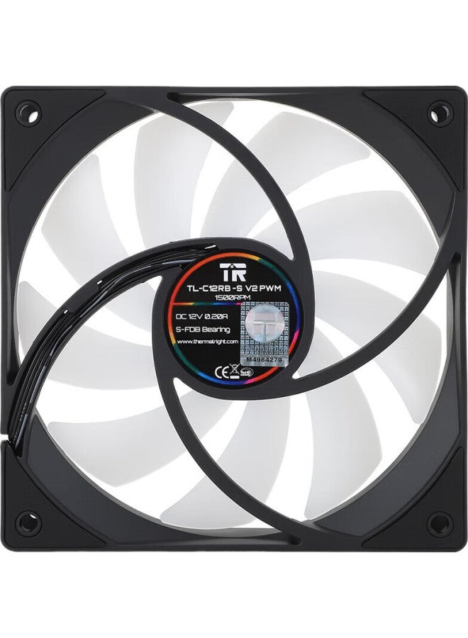 Thermalright Thermalright Tl-C12Rb V2 Black Argb 12Cm Case Fan, Reverse Airflow, Rgb Fan, 4-Pin Pwm Speed-Adjustable Fan - Image 1