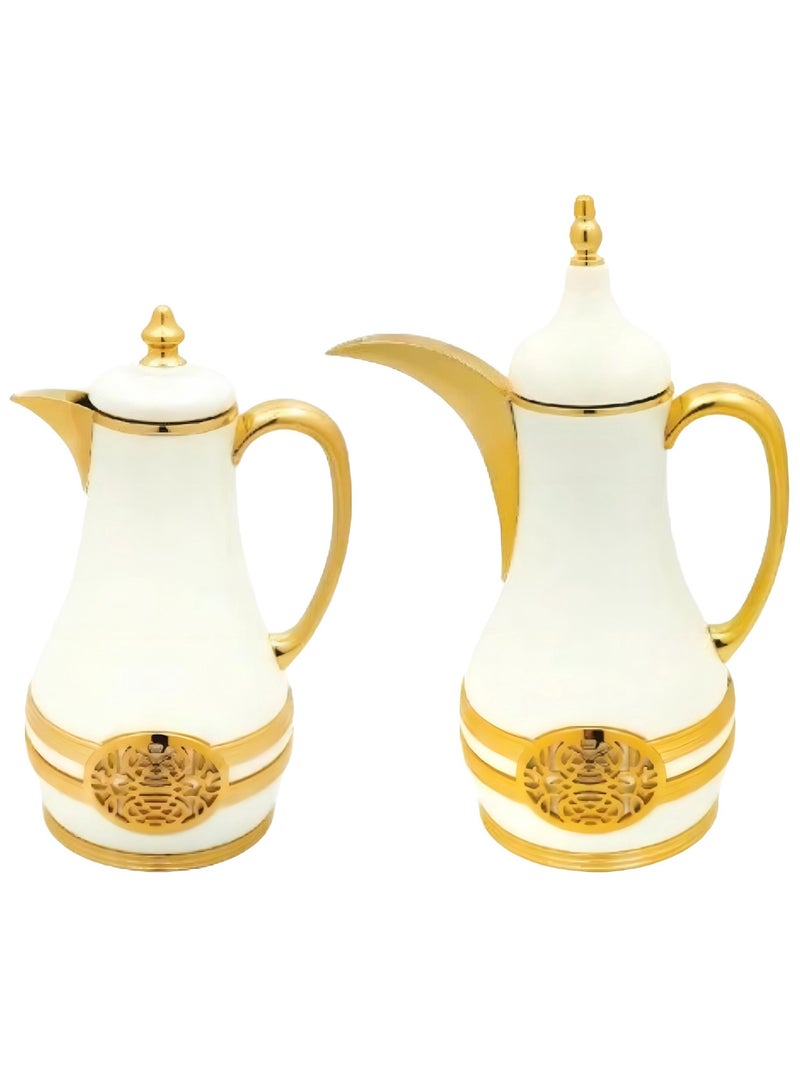 باصرة طقم ترامس فاخر باصرة للشاي أبيض قطعتين حجم 1 - 1 لتر - Image 2