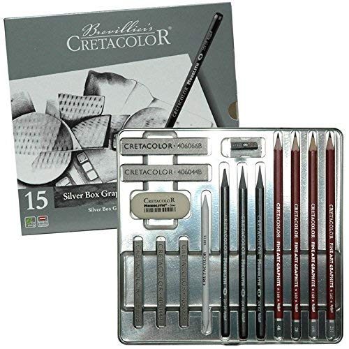 CRETACOLOR Silver Box Graphite Drawing Set of 15 - Tin Box,Black,400 18 - Image 3