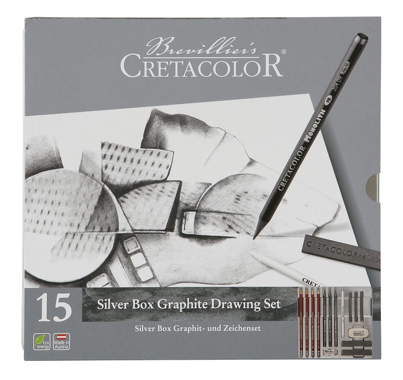 CRETACOLOR Silver Box Graphite Drawing Set of 15 - Tin Box,Black,400 18 - Image 4