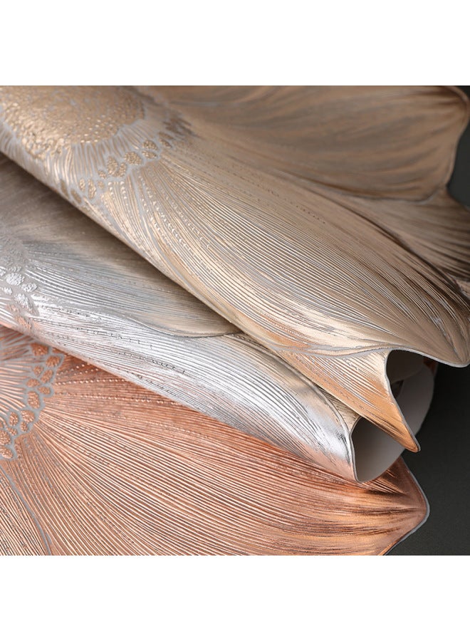 Placemat Pvc Solid Bottom Gilding Heat Insulation Table Mat Trembles Lotus Sunflower Western Placemat-Color:Silver (sunflower)-Specifications:Diameter 39cm  - Image 5