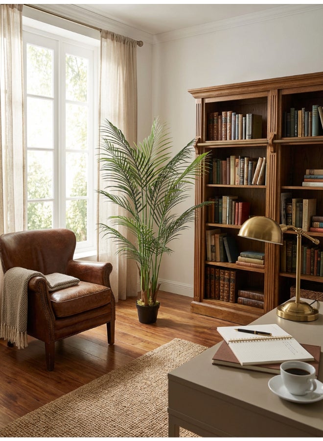 ايست من نون شجرة النخيل الاصطناعية بارتفاع 130 سم (4.2 قدم) مع وعاء | نبات أرضي بتصميم وملمس واقعي - أخضر | شجرة بت texture طبيعي زخرفي للمنزل، غرفة المعيشة، غرفة الدراسة ومكاتب العمل - Image 5