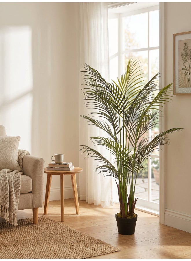 ايست من نون شجرة النخيل الاصطناعية بارتفاع 130 سم (4.2 قدم) مع وعاء | نبات أرضي بتصميم وملمس واقعي - أخضر | شجرة بت texture طبيعي زخرفي للمنزل، غرفة المعيشة، غرفة الدراسة ومكاتب العمل - Image 3