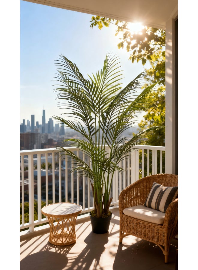 ايست من نون شجرة النخيل الاصطناعية بارتفاع 130 سم (4.2 قدم) مع وعاء | نبات أرضي بتصميم وملمس واقعي - أخضر | شجرة بت texture طبيعي زخرفي للمنزل، غرفة المعيشة، غرفة الدراسة ومكاتب العمل - Image 4