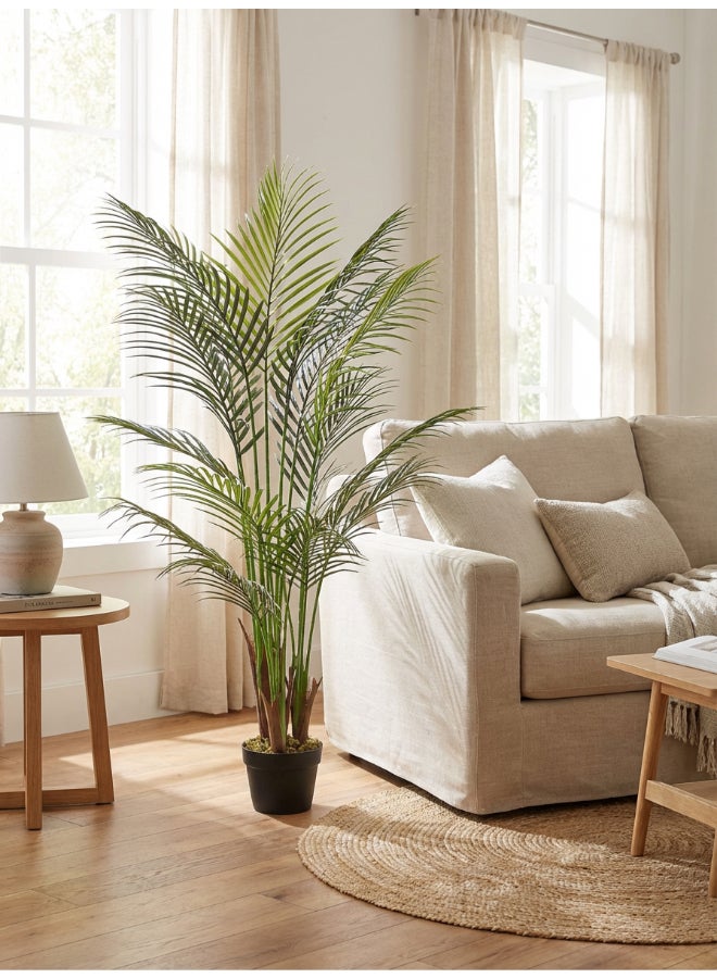 ايست من نون شجرة النخيل الاصطناعية بارتفاع 130 سم (4.2 قدم) مع وعاء | نبات أرضي بتصميم وملمس واقعي - أخضر | شجرة بت texture طبيعي زخرفي للمنزل، غرفة المعيشة، غرفة الدراسة ومكاتب العمل - Image 1