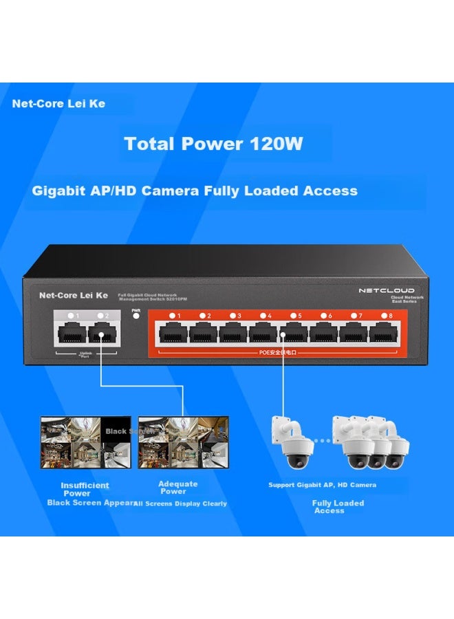 Netcore S2010pm 10-port Gigabit Poe Switch, Cloud-managed Splitter, Surveillance Network Camera Hub, Vlan Isolation, Light Management - Image 3