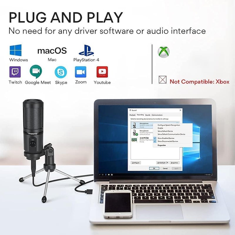 ماونو ميكروفون ألعاب Maonocaster AU-PM461TR بتقنية USB ومعدل تعزيز صوت (Mic Gain) - أسود - Image 4