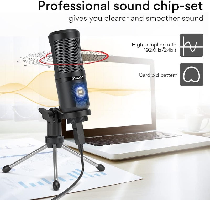 ماونو ميكروفون ألعاب Maonocaster AU-PM461TR بتقنية USB ومعدل تعزيز صوت (Mic Gain) - أسود - Image 3