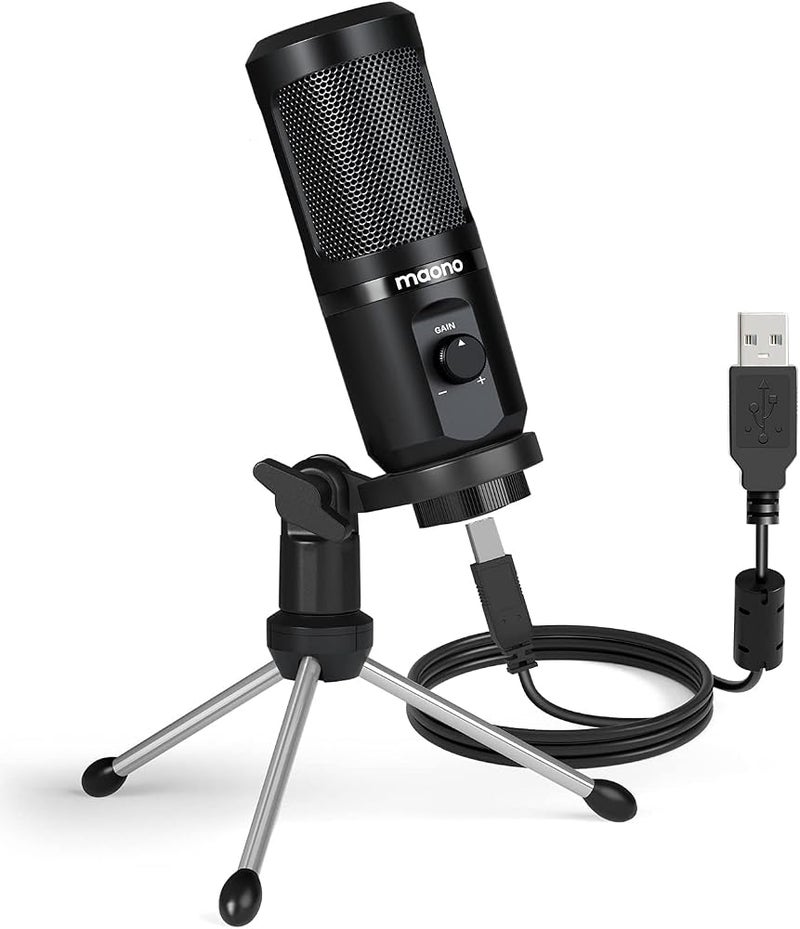 ماونو ميكروفون ألعاب Maonocaster AU-PM461TR بتقنية USB ومعدل تعزيز صوت (Mic Gain) - أسود - Image 1