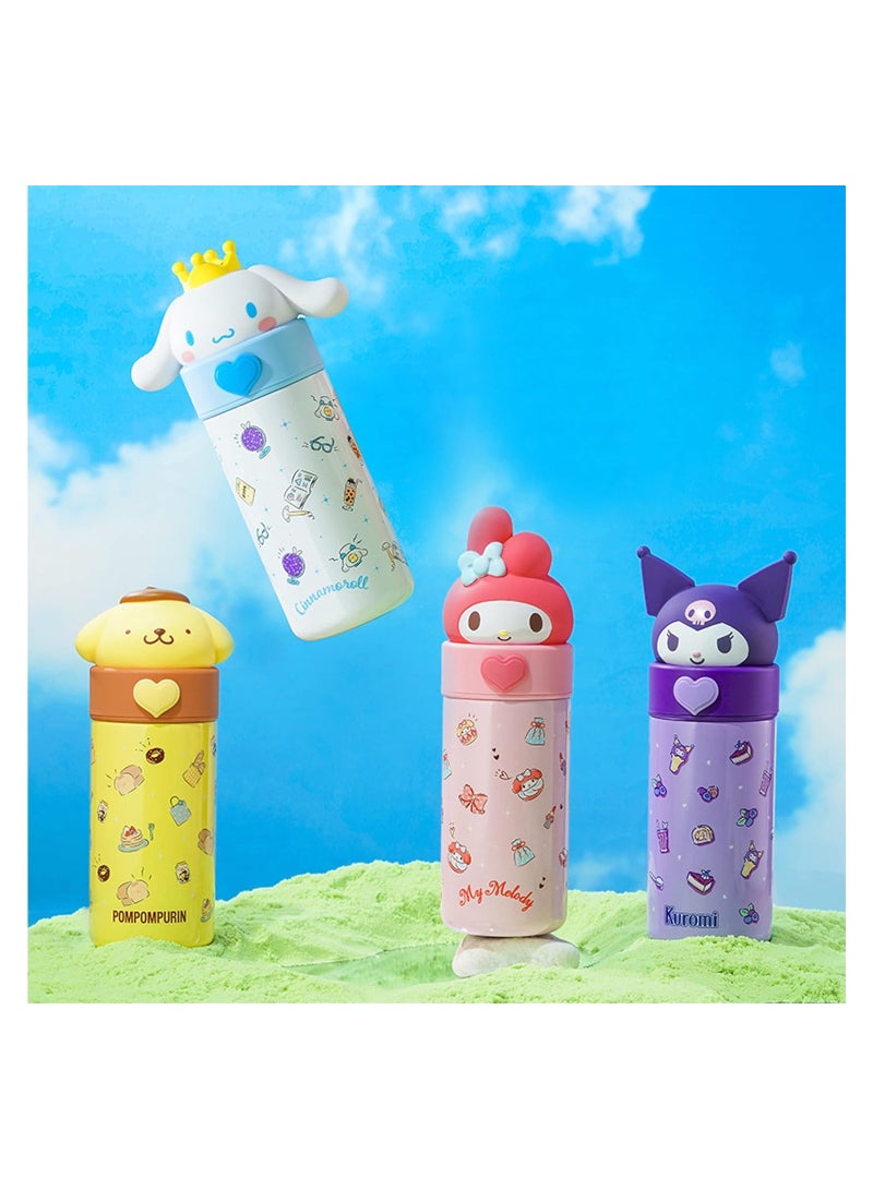 Water Bottle Thermo's Cup Cartoon Vacuum Insulated Stainless Steel Water Bottle 350ml(White)