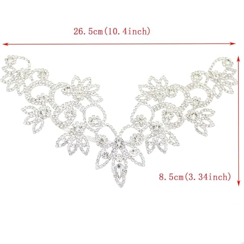 PEARLY JUN Rhinestone Applique Crystal Applique for Hand Sewing Craft Projects DIY Wedding Clothes Shoes Hats Bags (YL012-silver) - Image 2