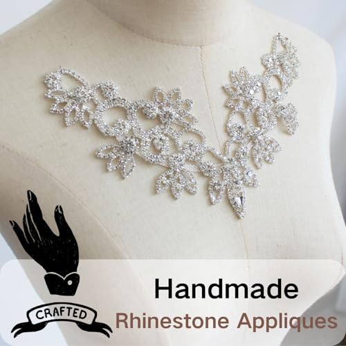 PEARLY JUN Rhinestone Applique Crystal Applique for Hand Sewing Craft Projects DIY Wedding Clothes Shoes Hats Bags (YL012-silver) - Image 5