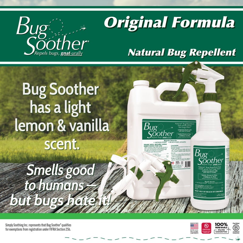 Bug Soother 1 Gallon - Natural Insect, Gnat and Mosquito Repellent & Deterrent with Essential Oils - 100% DEET-Free Safe Bug Spray for Adults and The Environment - Made in USA - W/O Sprayer - Image 2