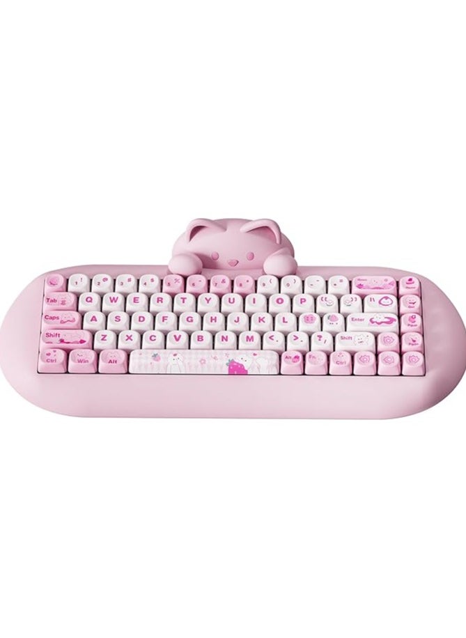 erorex C68 Wireless Mechanical Keyboard, 65% Gaming Keyboard Hot Swap,Triple Mode BT5.0/2.4G/Wired, RGB Backlit NKRO,Cute Cat Silicone Ergonomic Keyboard for Win/Mac(Milk Switch, Pink)  - Image 1