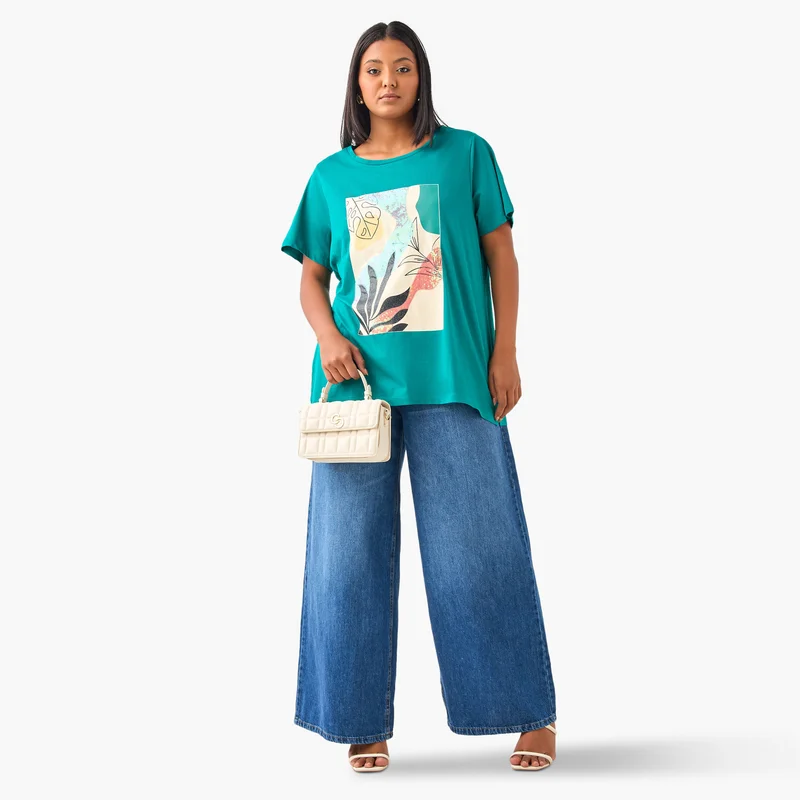 Ulla Popken Plus Size Ulla Popken Printed T-shirt