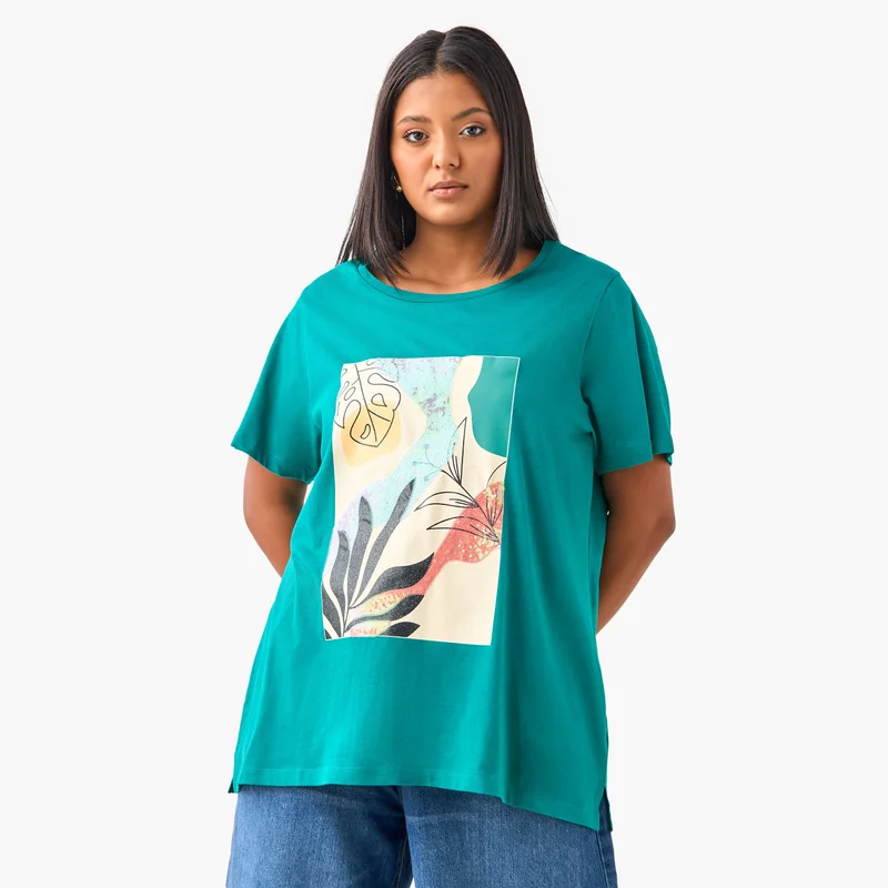 Ulla Popken Plus Size Ulla Popken Printed T-shirt