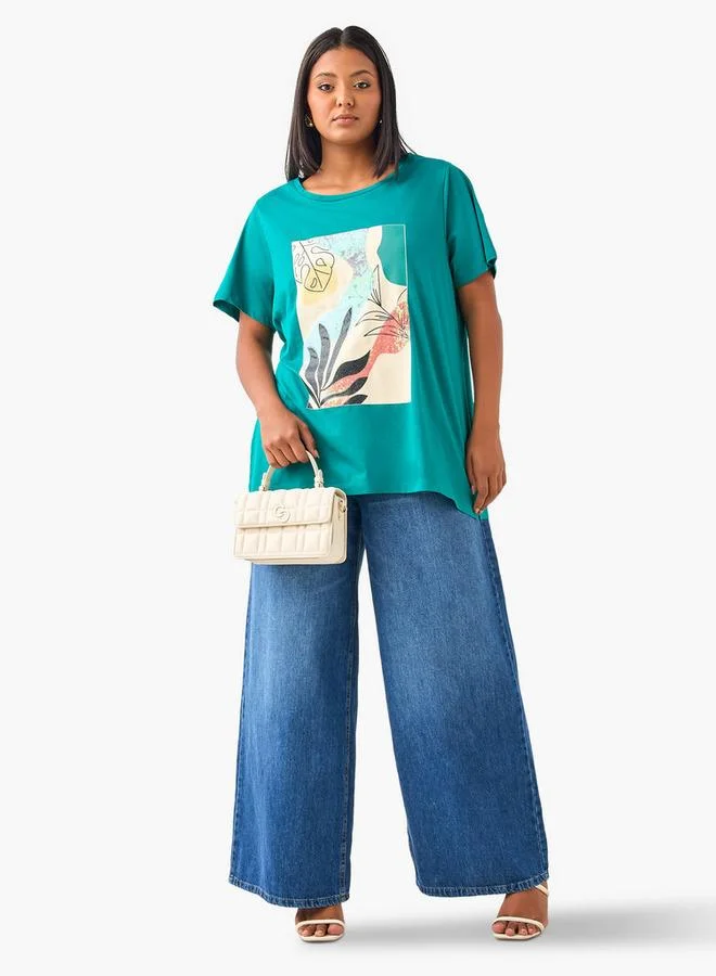 Ulla Popken Plus Size Ulla Popken Printed T-shirt