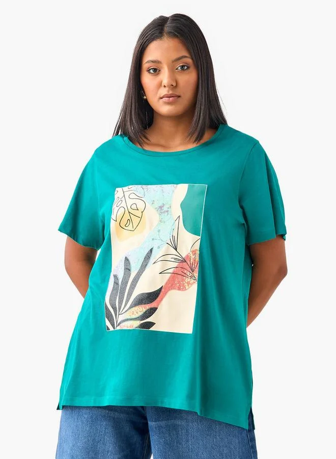Ulla Popken Plus Size Ulla Popken Printed T-shirt
