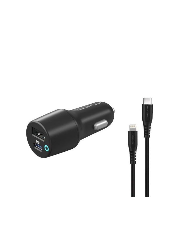 47W Ultra-Quick Car Charger with Dual Output  PD 35W Fast Charger / PowerDash 3.0 / 1.2m MFI USB-C to Lightning Cable Included / Premium Design / USB-A  USB-C Ports - Black - Image 1