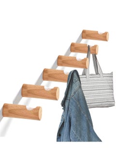 Oasisgalore Oasisgalore 6 Pack Beech Wood Wall Mounted Hook Wooden Hanger for Clothes Hats Bags Towel Home  - Image 1