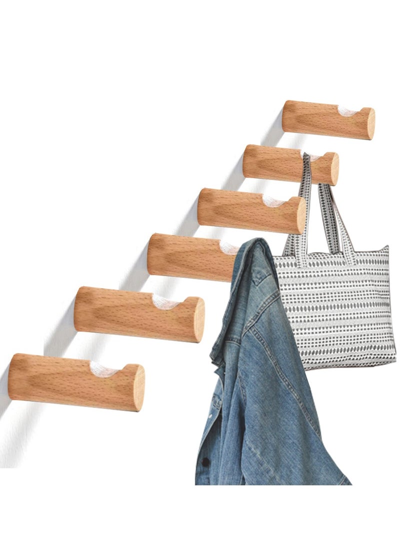 Oasisgalore Oasisgalore 6 Pack Beech Wood Wall Mounted Hook Wooden Hanger for Clothes Hats Bags Towel Home  - Image 1