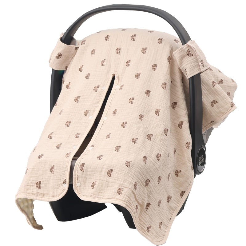YOQIE 2-in-1 Baby Car Seat Cover & Canopy | Mom Nursing Cover, Easy Install Shield | Multi-Purpose for Winter Warmth & Summer Shade (Brown) - Image 1
