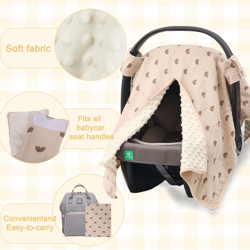 YOQIE 2-in-1 Baby Car Seat Cover & Canopy | Mom Nursing Cover, Easy Install Shield | Multi-Purpose for Winter Warmth & Summer Shade (Brown) - Image 4