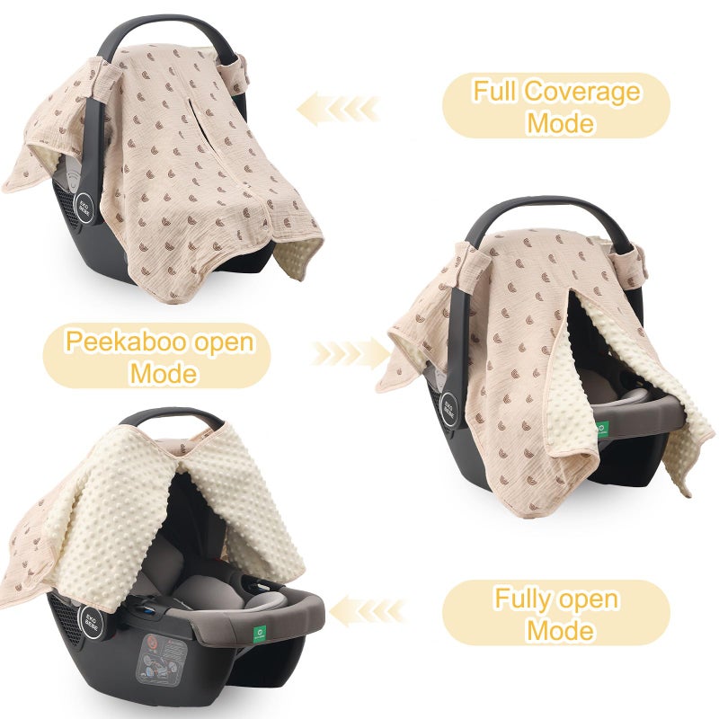 YOQIE 2-in-1 Baby Car Seat Cover & Canopy | Mom Nursing Cover, Easy Install Shield | Multi-Purpose for Winter Warmth & Summer Shade (Brown) - Image 5