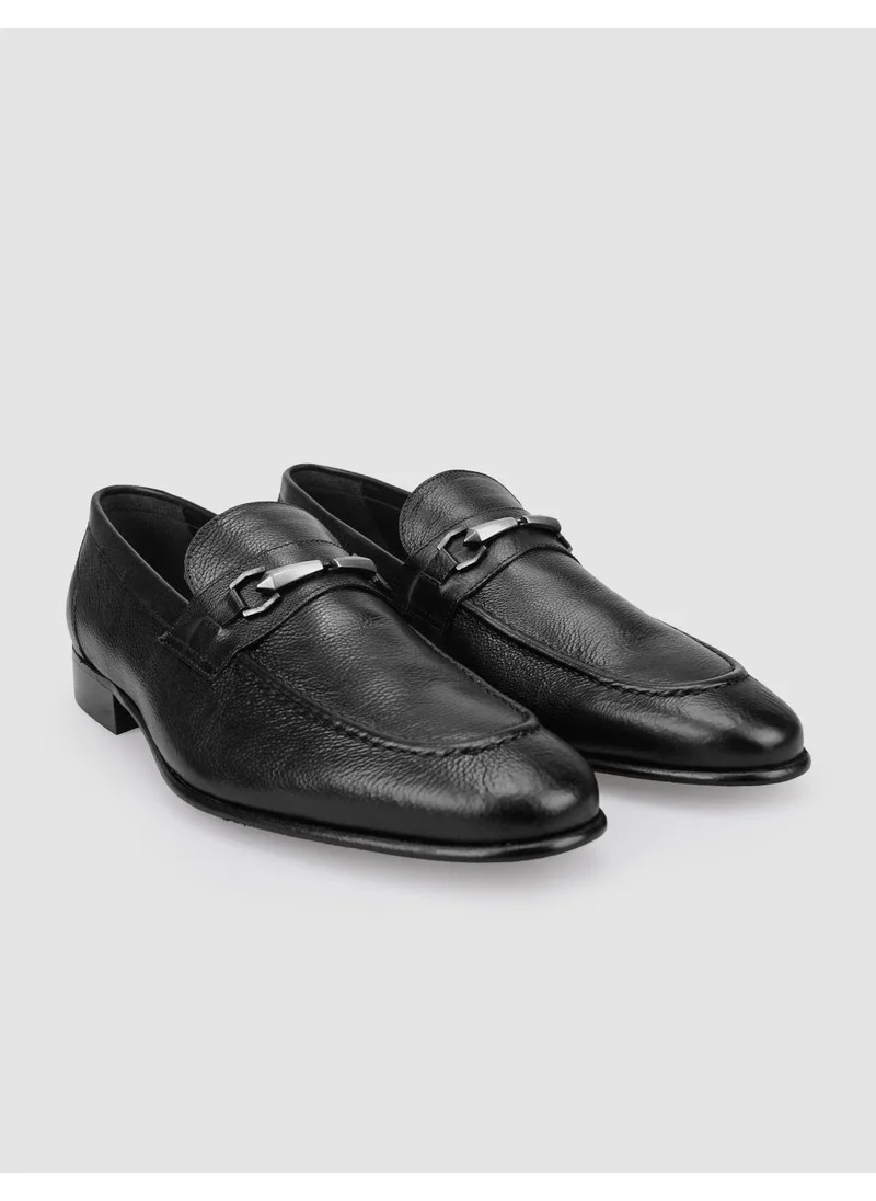 كاباني Leather Black Buckle Men's Classic Shoes