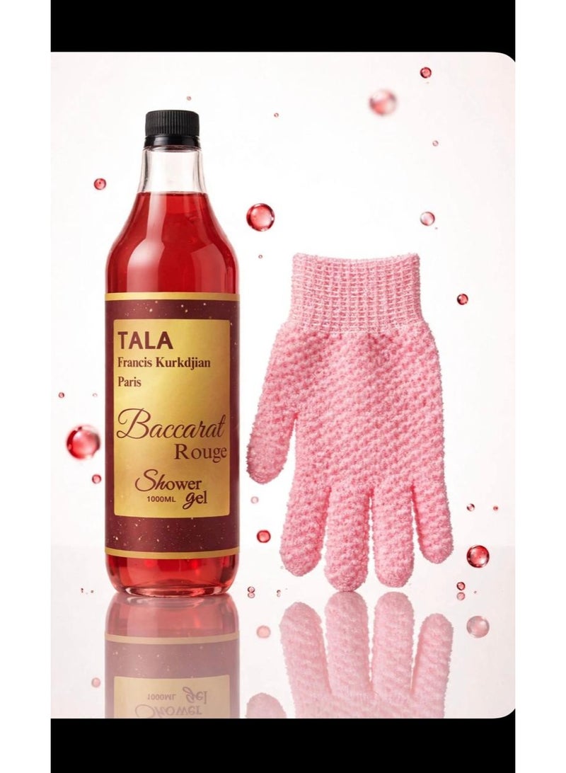 TALA BACCARAT ROUGE SHOWER GEL 1000 ML + SHOWER GLOVE - Image 1