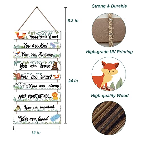 JEVUVU Woodland Nursery Room Decor for Baby Bedroom - Jungle Safari Animal Theme Wall Decor for Toddler Boy or Girl - Colorful Elephant Giraffe Lion Forest Wall Art Decorations - Image 2