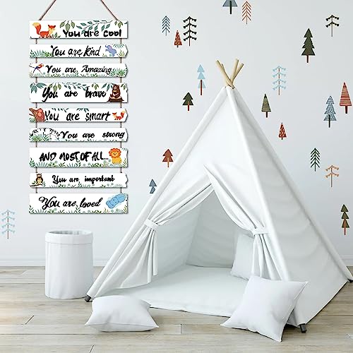 JEVUVU Woodland Nursery Room Decor for Baby Bedroom - Jungle Safari Animal Theme Wall Decor for Toddler Boy or Girl - Colorful Elephant Giraffe Lion Forest Wall Art Decorations - Image 5