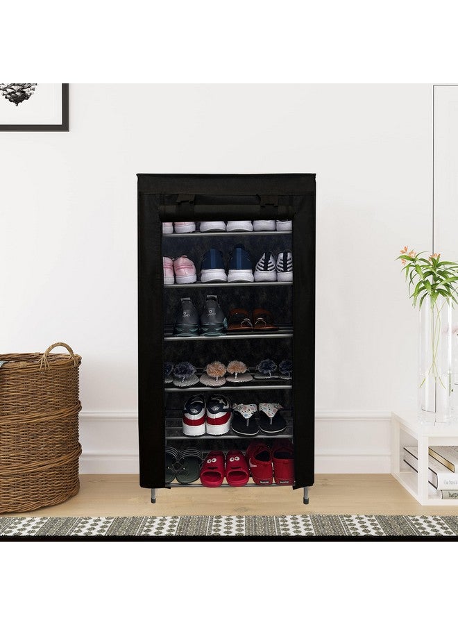 ROBMOB 6-Layer Metal Shoe Rack Organizer with Dustproof Zip Cover | Multipurpose Shoe Stand for Home & Office | Storage for Heels, Chappal, Slippers - Black - Image 3