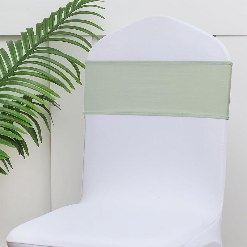 Gankar 50pcs Sage Green Chair Sashes for Wedding Ceremony  Elastic Chair Bands Bows for Party Banquet Theme Hotel Restaurant Event Decorations  50 Pieces  Sage Green - Image 4
