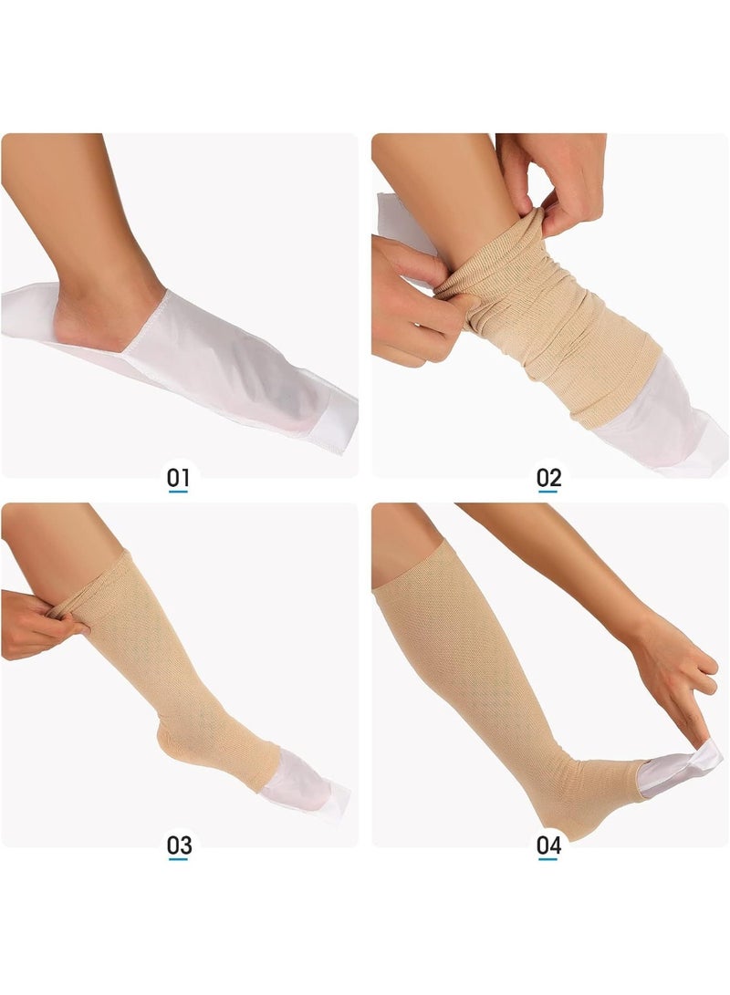 مساعد جوارب الضغط المفتوحة - أداة سهلة للانزلاق لمساعدة كبار السن، المعوقين، الحوامل، 2 قطعة، أبيض - Image 2