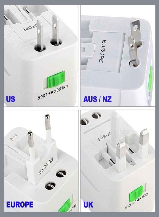 LAALIYA 3 in 1 Universal Travel Adapter US/USA to India Converter Three Pin UK Plug Multipin Canada Europe Germany Multi Country Adaptor European Malaysia Dubai Switzerland UAE 2 USB 2.4A 100-250 - Image 4
