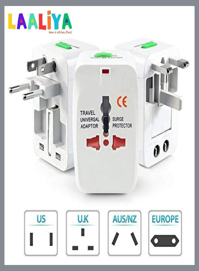 LAALIYA 3 in 1 Universal Travel Adapter US/USA to India Converter Three Pin UK Plug Multipin Canada Europe Germany Multi Country Adaptor European Malaysia Dubai Switzerland UAE 2 USB 2.4A 100-250 - Image 5